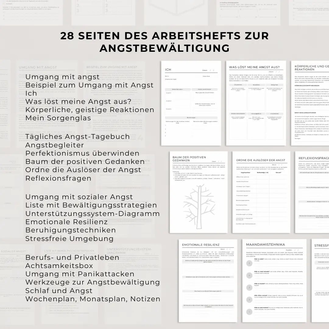 Erster Teil: Arbeitsheft zur Angstbewältigung – 28 Seiten